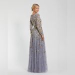 Mac Duggal  5533 Platinum Embellished High Neck Long Sleeve A Line Gown Dress Photo 4