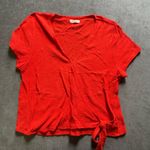Madewell  Texture & Thread Red Tie Front Short Sleeve Tee Photo 2