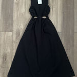 ZARA black vneck gabardine cut out midi dress Photo 0