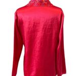 Victoria's Secret Victoria’s Secret Red Satin Pajama Set With Floral Lace Trim Photo 5