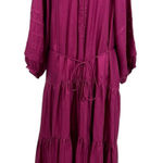 Apiece Apart Trinidad Maxi Dress Silk Long Sleeve Pink Purple Plus Size 2X Photo 0