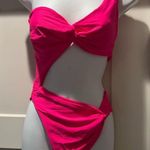 None New Hot Pink One-Shoulder Mokini Swimsuit Sz M black Photo 0