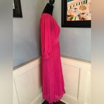 Hot pink pleated batwing midi dress in chevron dobby sz 4 Photo 4