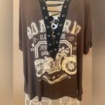 Charlotte Russe Charolette Russe Green Cropped Criss Cross Front Short-Sleeve Top, Size M Photo 2