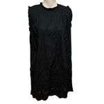 Gap x Doen Size S Eyelet Mini Shift Dress Black Ruffles Sleeveless Photo 1