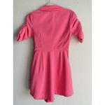 4SI3NNA Marcella Romper Women's Small Hot Pink Ruched Short Sleeve Tie Front Photo 3
