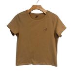 Dazy T Shirt Womens L Brown Cropped Short Sleeve Tee Pullover Top Heart Logo NWT Size L Photo 0