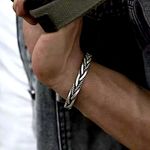 Boutique NEW‎ Solid Unisex Braided 925 Sterling Silver Cuff Bracelet Photo 2