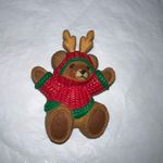Hallmark  Vintage Christmas Teddy In Sweater‎ and Antlers  Brooch Photo 0