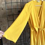 Topshop  Tiffany Knot Dress Sz 2 Mustard Yellow Layered V Neck Photo 4