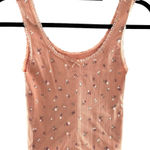 Gypsy & Jade Cropped Peach Ditsy Floral Tank Top Lace Trim Coquette Soft Girl Orange Photo 0