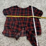 Forever 21 Plaid Tie Front Scoop Neck Short Sleeve Pullover Blouse Top Red Black Photo 5