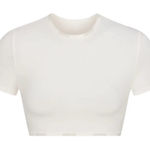 SKIMS  Cotton Logo Super Cropped T-shirt Beige Large NWT Photo 0