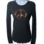 Lucky Brand Y2K Long Sleeve Sequin Peace Sign Thermal Top Bella Swan Country S Photo 0