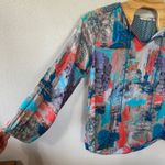 Soft Surroundings  Abstract Print Blouse Art to Wear Long Sleeve‎ Top Size Large Photo 2