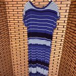 Ava & Viv  Blue And Black Stripe Short Sleeve Maxi Dress Size 1X Photo 4