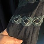 Lucky Brand  Navy Blue Blouse with Yellow Floral Embroidery Photo 6