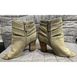 Nine West Zytao Open Toe, Side Zip, Block Chunky Heel Booties, Bow Detail, 7 Photo 2