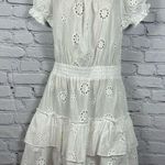 AQUA Swim Women’s Beach Coverup Tiered Peasant Dress Cotton Eyelet Ivory S NWT Photo 1