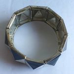 Silver Black Geometric Necklace Earrimgs Bracelet Set Photo 5