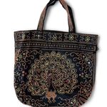 Vintage Peacock Tote Bag Black Photo 0