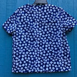 Kate Spade Saturday Blue Floral Short Sleeve Fold Over Shoulder Top Size M Photo 4