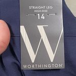 Worthington Straight Leg Dress Pants Size 14 Career Office Blue Women High Rise Photo 2