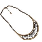 BaubleBar Statement Necklace Clear Rhinestone Antique Brass Photo 5