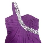 Prom Formal Dress Purple One Shoulder Long Embellished Beaded Cocktail Size S Photo 10