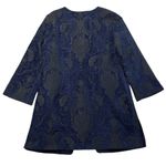 Lucky Brand Brocade Open Front Swing Jacket Womens XL Navy Black Jacquard Photo 2