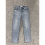 Madewell  Mid Rise‎ Classic Straight Jeans Light Blue Wash Knee Rip Edition Sz 23 Photo 1