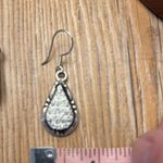 Sterling Silver Tear Drop Pave Diamond Earrings Stamped! Silver Photo 1