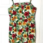 Forever 21  Green Red Hawaiian Floral Tropical Bodycon Tank Mini Dress Size Large Photo 0