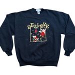 Vintage Quaker Factory Believe Christmas Sweatshirt Santa Angel Black WomenLarge Size L Photo 0