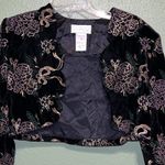 Scott McClintock Black Velvet Bolero Jacket Gold Floral Size 10P Photo 2