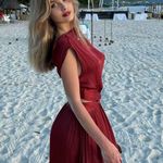 ZARA  maxi dress Burgundy Sleeveless cut out satin effect evening wedding summer Photo 2