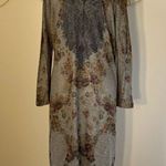 NWT! Studio Gem Taupe Floral Print Semi Sheer Long Sleeve Dress Large Photo 2