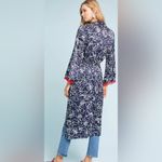 MISA Los Angeles Misa Azores Tasseled Navy Blue & White Floral Long Sleeve Tie Long Kimono XS NEW Photo 1