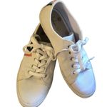 Boden 1991 White Lace Up Sneaker Size 10 Rainbow Print Colorful Canvas Fall Photo 1