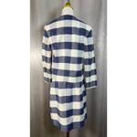 Ann Taylor Plaid Jacket & Skirt Set Size 2 Blue White Textured Button Blazer Photo 4