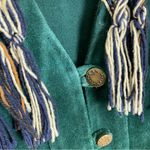 Vintage Vest Suede‎ Woven Green Leather Women Size Large Southwestern Fringe Photo 7