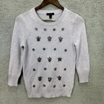 J.Crew  Sweater XS Purple Embellished Jeweled‎ Pullover Preppy Coquette Holiday Photo 1