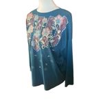 Sassy Sports Women's Vintage Teal Green Gold Floral Long Sleeve Crewneck Sweatsh Size XL Photo 4