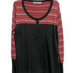 Woolrich  Sweater Women’s XL TG Gray Red Fair Aisle Button Henley Cotton Blend Photo 0