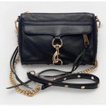 Rebecca Minkoff  Black Leather Crossbody Handbag Purse Mini MAC Gold Tone Chain Photo 1