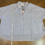 Alex Mill NWT Cropped Jo Shirt Button Down Stripped Cotton Navy Blue White Sz XL Photo 6