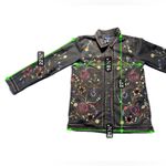 Denim & Co. Black Jean Jacket Women’s Small Floral Embroidered Casual Photo 5