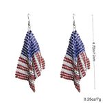 1pair American‎ Flag Drop Earrings Shiny Rhinestones Hook Earrings Silver Photo 7