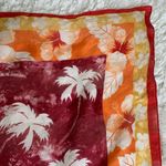 Palm Tree Floral Square Silk Scarf Orange Gold Red White Photo 4