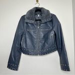 Urban Outfitters  Silence + Noise Venus Studded Blue Faux Leather Jacket NWOT Photo 3